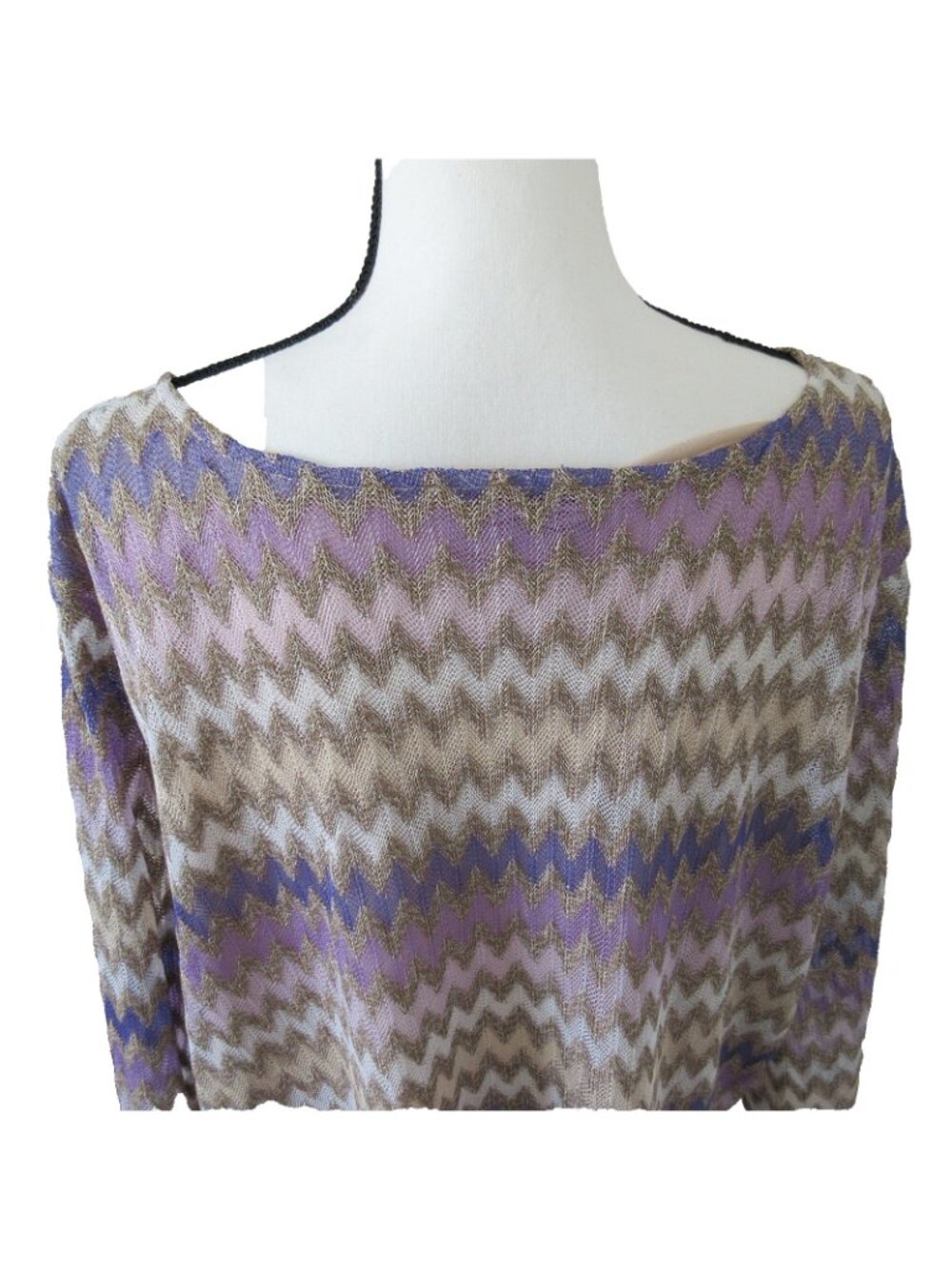 Alfred Dunner 3X Plus "Charm School" Purple /Gold Chevron Zig-Zag Knit Top - Picture 5 of 8